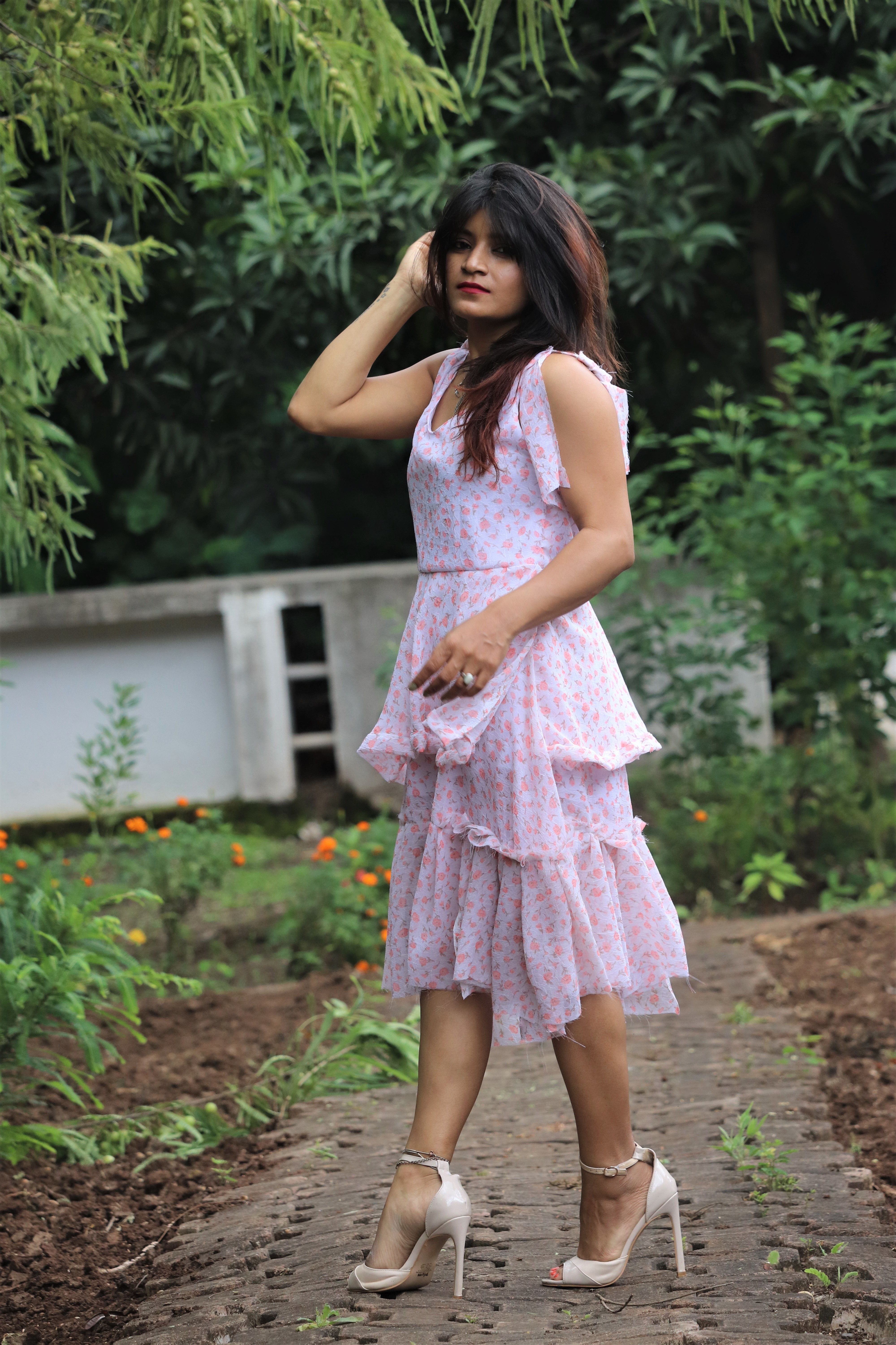 White And Pink One Piece Dress