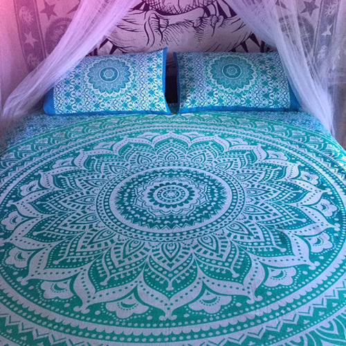 Washable Indian Mandala Cotton Green Duvet Cover