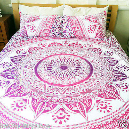 Quick Dry Indian Mandala Cotton Pink Flower Duvet Cover