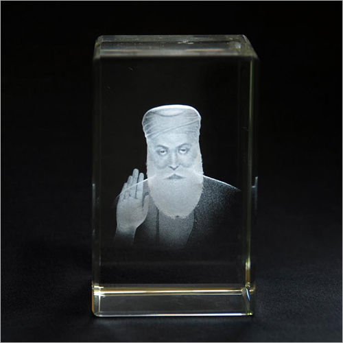 Guru Nanak Crystal Cube Size: Customized