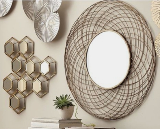 Wall Mirrors - Metal, 24 Inch Diameter, Gold Color | Elegant Design, Durable Material, Easy Installation, Stylish Accent, Ample Reflection, Space Enhancer