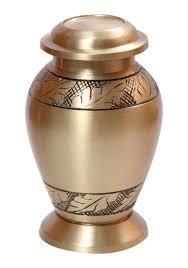 Black Leaf Brass Keepsake Urn
