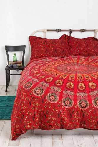 Breathable Indian Mandala Red Cotton Duvet Cover