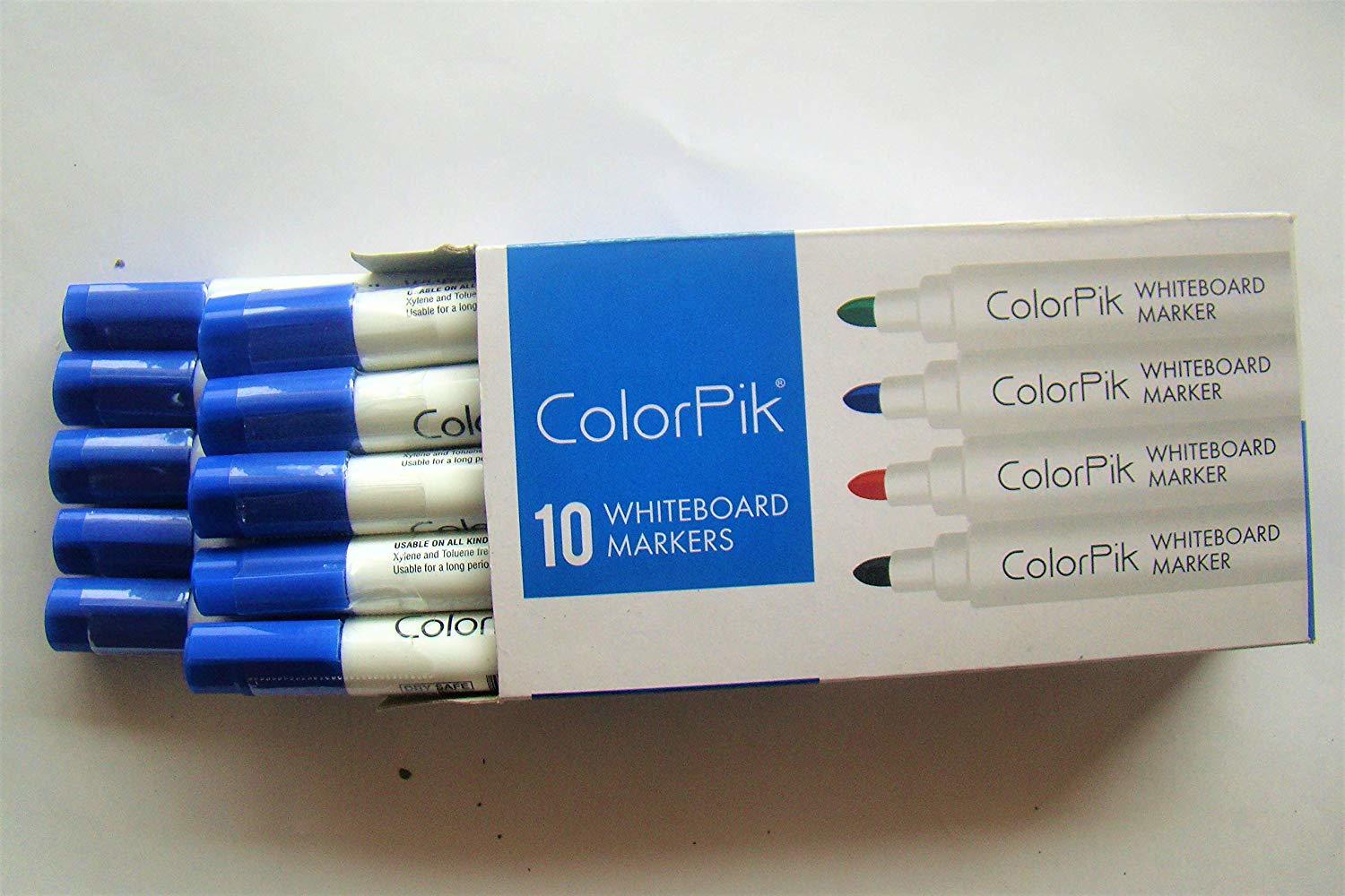 Colorpik Whiteboard Marker Pens (Blue) - Set Of 10