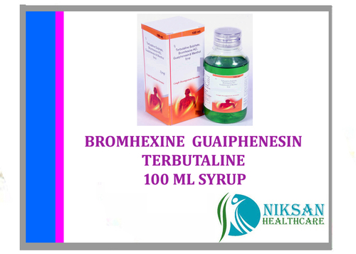 ब्रोमहेक्सिन गाइफेनेसिन टेरबुटालीन सल्फेट 100 मिलीलीटर सिरप सामान्य दवाएं