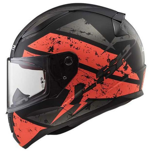 LS2 Rapid - HPTT Full Face Motorcycle Helmet, Matte Black and Orange, Dynamic Flow-Through Ventilation, Lightweight and Impact-Resistant Design, Quick Release Chinstrap, Hypoallergenic Comfort Padding, DOT/ECE Certified