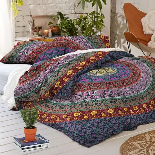 Washable Indian Mandala Cotten Multicolour Flower Elephant Duvet Cover