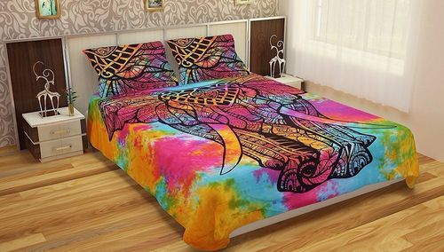 Washable Indian Mandala Cotton Colourful Elephant Duvet Cover