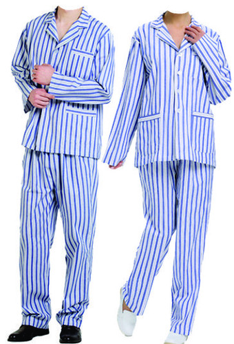 Patient Suit - Micro Light Weight Cotton, Standard Size, New Condition, White and Blue Color