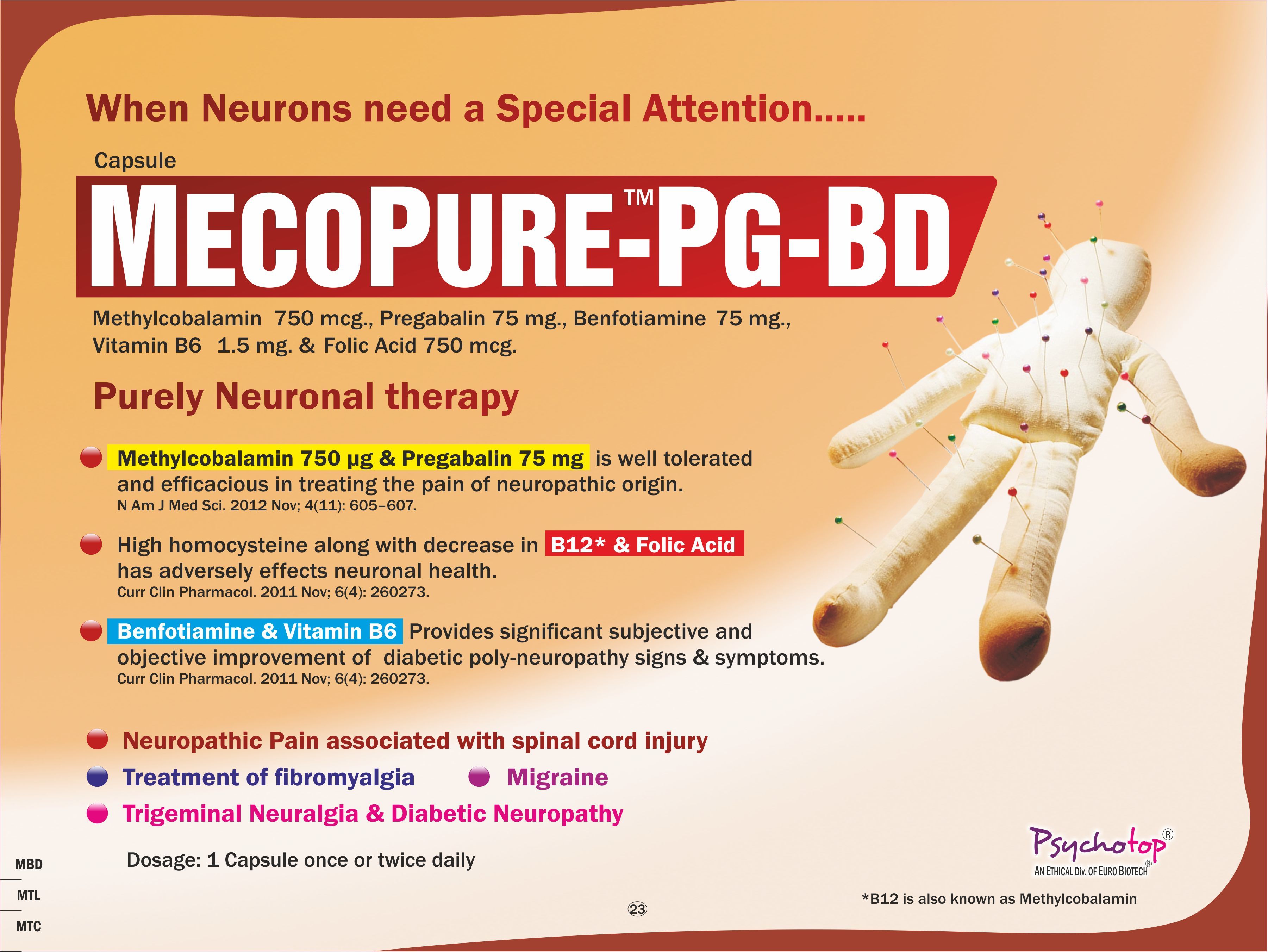 Methylcobalamin 750 Mcg Pregabalin 75 Mgbenfothiamine 7.5 Mgvit. B6 1.5 Mgfolic Acid 0.75 Mg Specific Drug