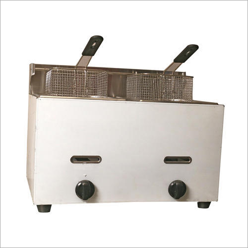 Table Top Gas Double Deep Fat Fryer - Stainless Steel, Semi Automatic, Silver | Electric Power 210-320V, 1-Year Warranty, Online Payment Accepted