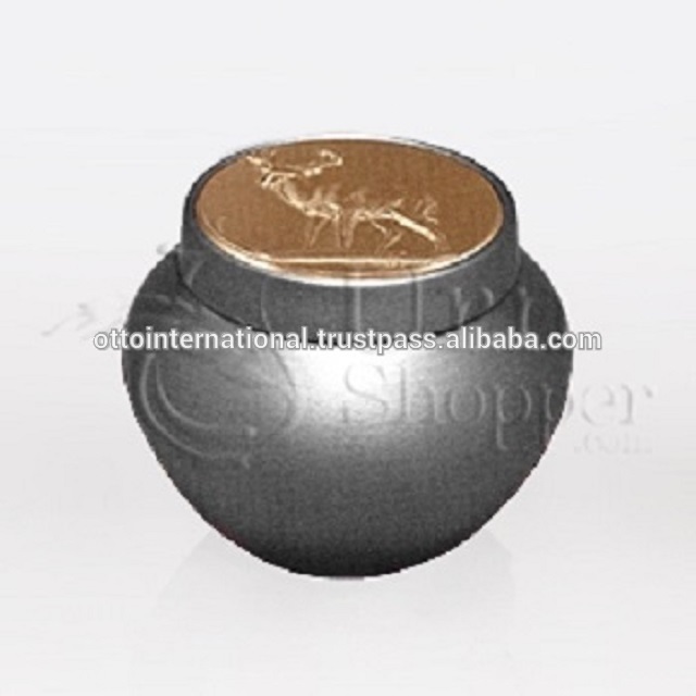 Tempus Silver With Eagle Token Brass Metal Cremation Urn - Height: 2.58", Diameter: 3.00" | Elegant Silver Finish, American Religious Style, Perfect For Home Display Or Burial