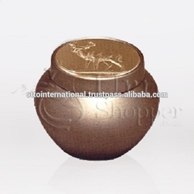 Tempus Silver With Eagle Token Brass Metal Cremation Urn - Height: 2.58", Diameter: 3.00" | Elegant Silver Finish, American Religious Style, Perfect For Home Display Or Burial