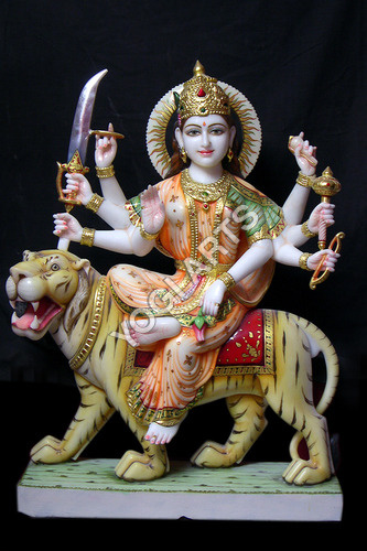 Marble Durga Mata Statue - Finishing: Polishing