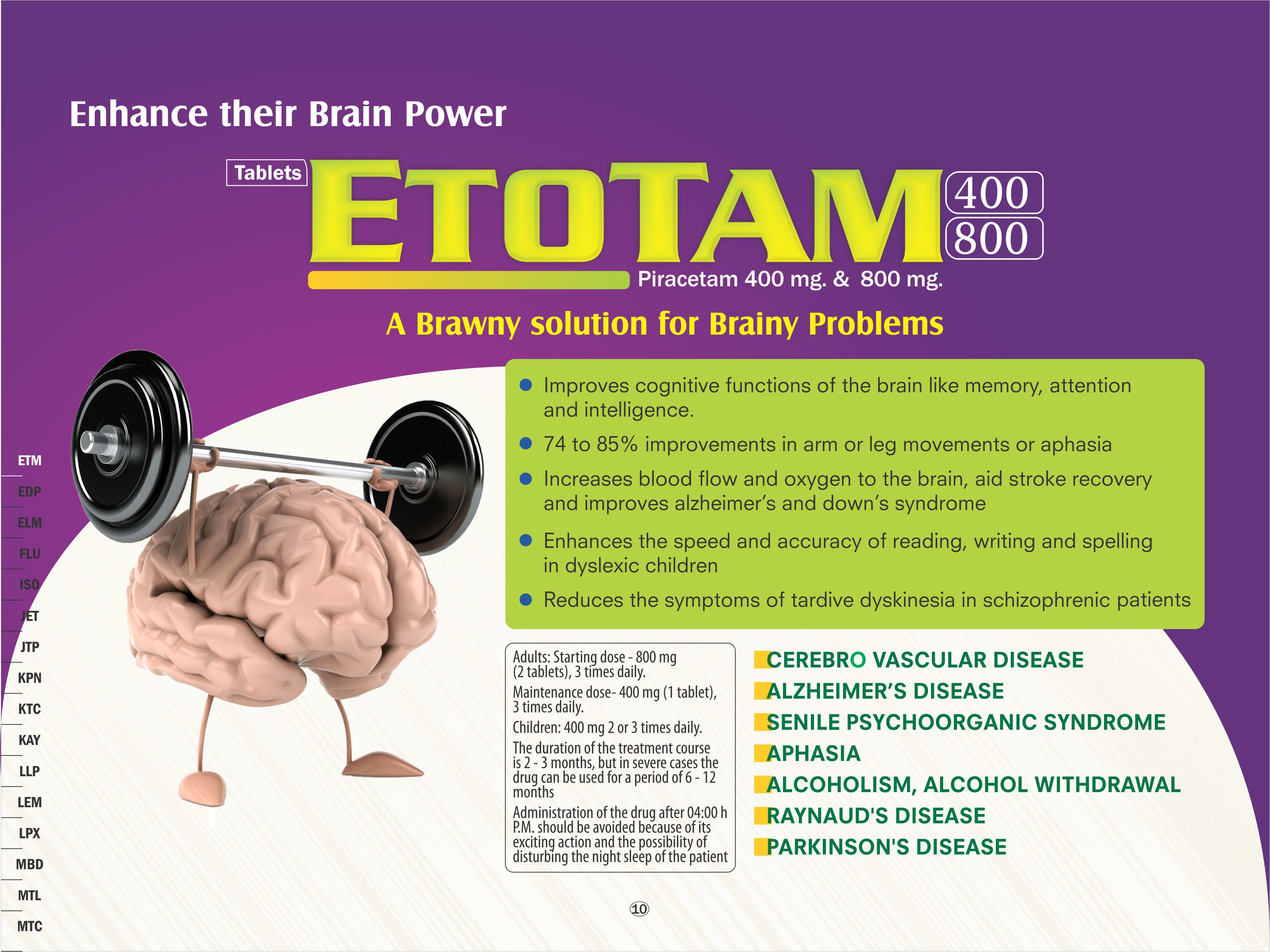 Piracetam - 800 Mg Tablets | Advanced Cognitive Support For Aging, Alzheimer Diseases, Senile Diseases, Schizophrenia, Vasospastic Disorder In Adults