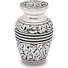 Gray Provincial Keepsake Brass Metal Cremation Urn