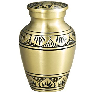 Gray Provincial Keepsake Brass Metal Cremation Urn