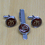 Photo Printed Cufflink - Gold & Stainless Steel, 19mm Size | Includes Cuff Link And Tie Clip With Freshwater Pearl Accents