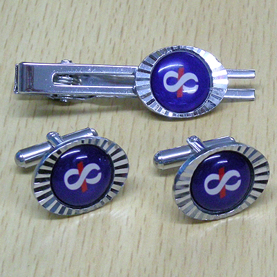 Photo Printed Cufflink - Gold & Stainless Steel, 19mm Size | Includes Cuff Link And Tie Clip With Freshwater Pearl Accents