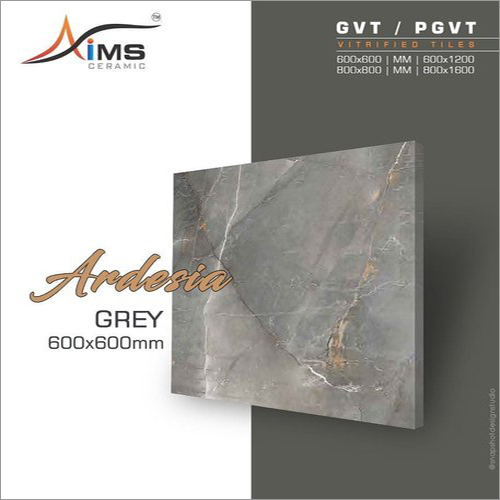 GVT / PGVT Vitrified Tiles - Ceramic, 600x600mm, Ardesia Grey | Acid-Resistant, Wear-Resistant, Gloss & Matt Finish, Easy Installation
