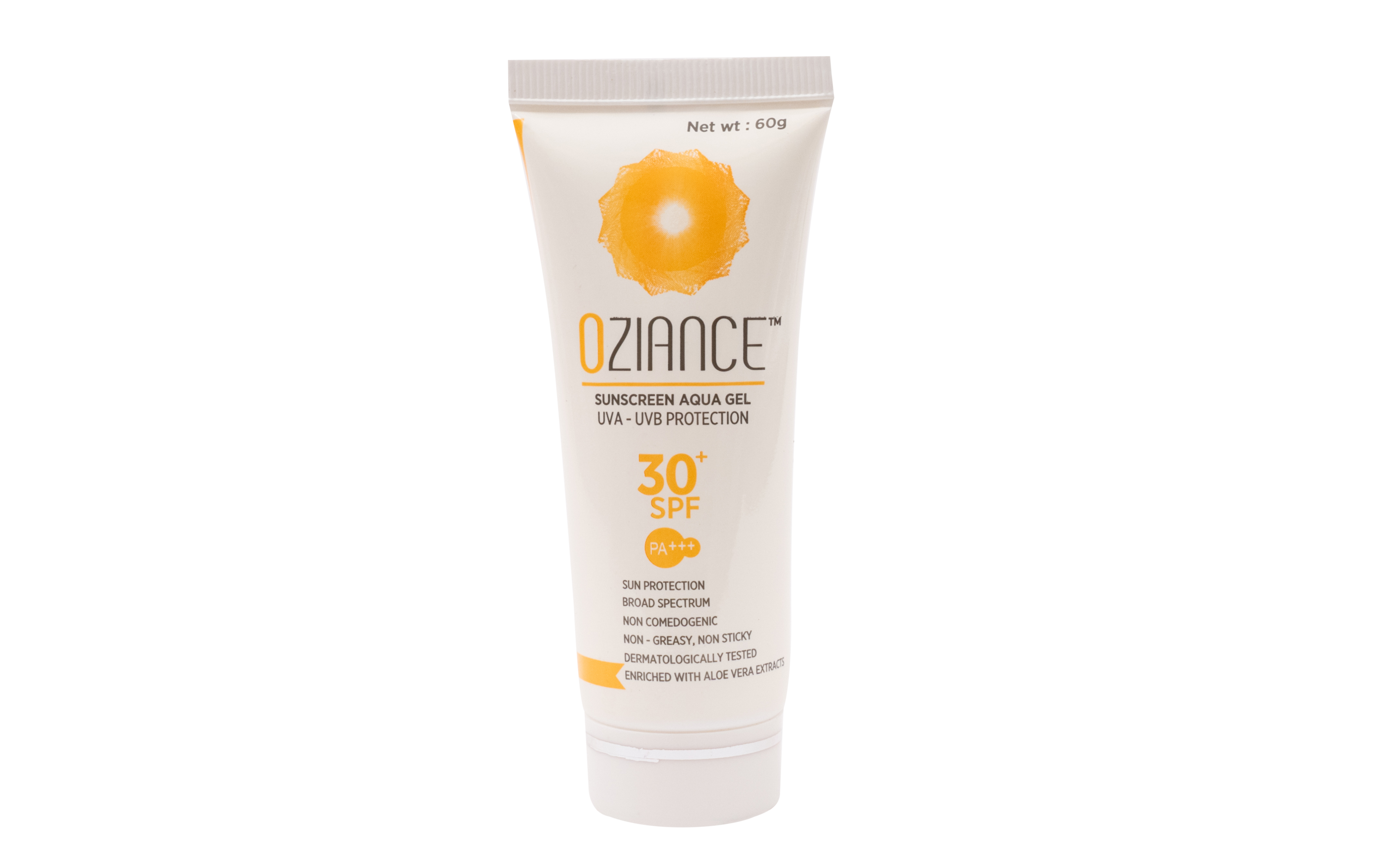 Oziancer Sunscreen Aqua Gel - Spf 30+ Protection With Pa+++ Uva Guard | Suitable For All Ages, 60g Volume, Storage In Cool Place