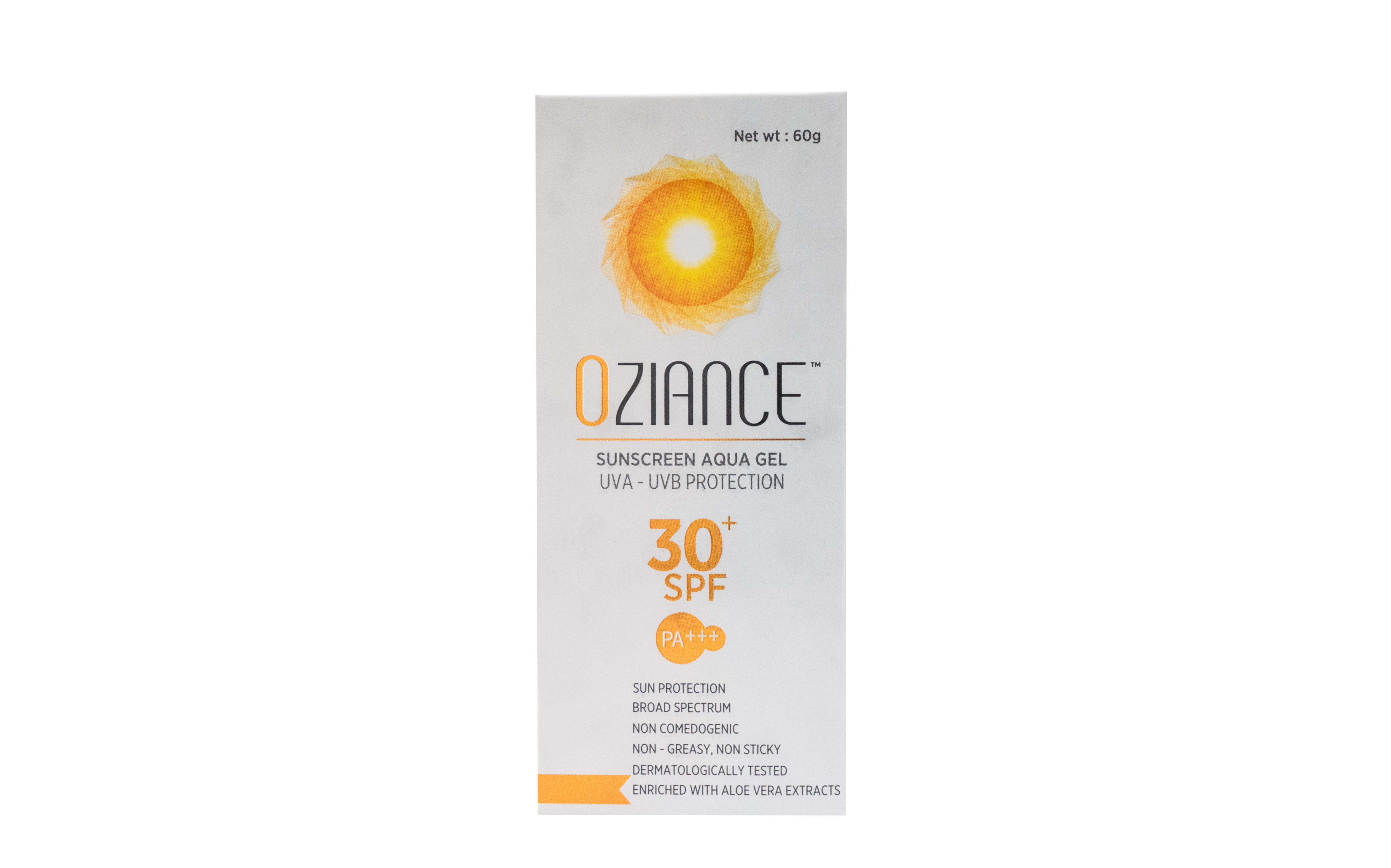 Oziancer Sunscreen Aqua Gel - Spf 30+ Protection With Pa+++ Uva Guard | Suitable For All Ages, 60g Volume, Storage In Cool Place