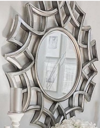 Wall Mirrors - Metal, 30 Inches Round, Gold Color , Beveled Glass, Wall Mounted, 10 Lbs Weight