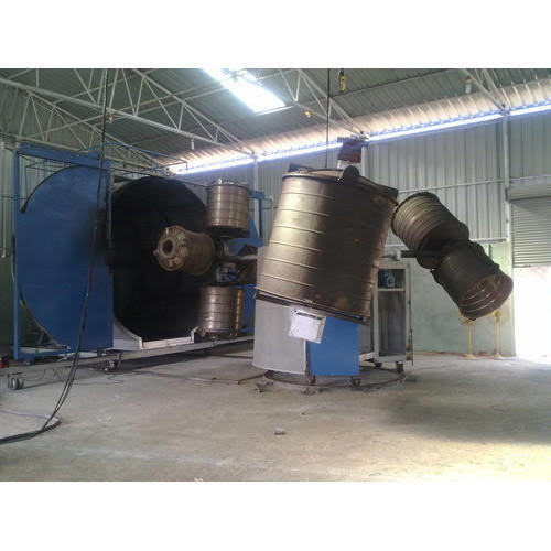 Rotational Molding Machine - Ms Material, 20x20x30 Inches, Blue | Advanced 4 Arm Bi-axial Design, Low Fuel Consumption, High Production Capacity, User-friendly Plc Control, Heavy Duty Construction, Insulated Oven For Heat Retention