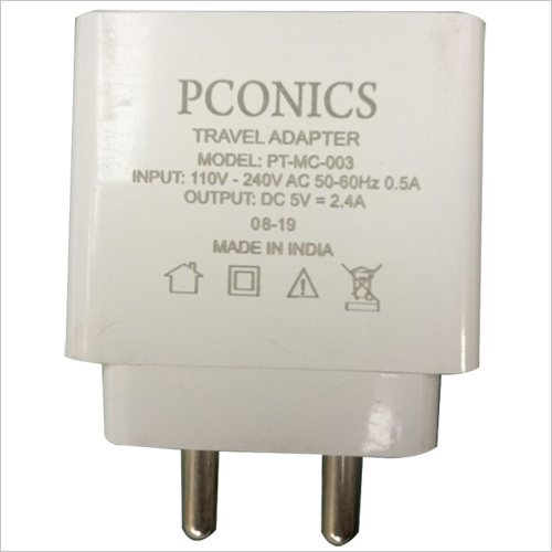 Mobile Charger - 5Vdc Output Voltage, 2.4A Output Current | 100V-270Vac Input Range, Dimensions 55x40x20mm, Charging Cable Included