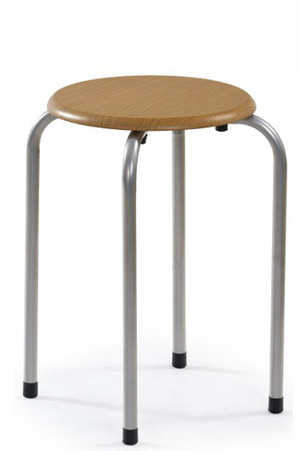 Patient Stool - Wooden Finish, Round Shape with Tubular Legs and Rubber Shoes | Durable Design for Hospitals, Restaurants, and Hotels