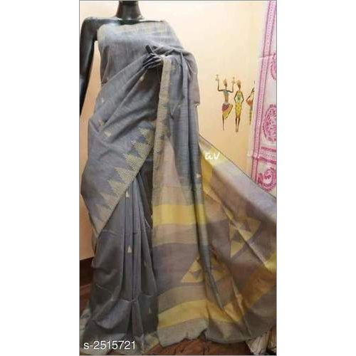Handloom Gircha Template Work Sarees - Cotton Blend Fabric, Summer Collection With Intricate Patterns And Vibrant Colors