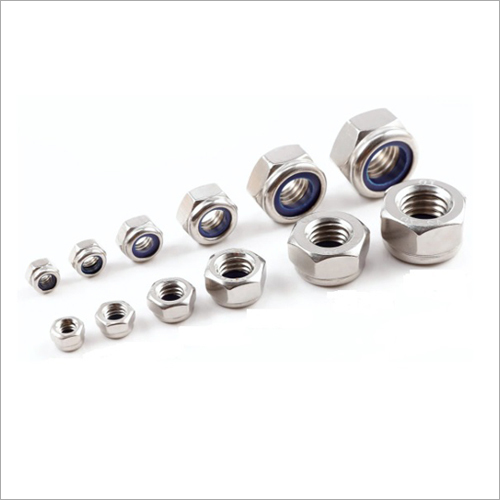 Nylock Nut - Iron, Available In Different Sizes, Silver Color, Flat Hexagonal/hex Head, Plated Finish, Din982/985 Standard | Industrial Use, Nylon-insert Lock Nut, Enhanced Thread Friction