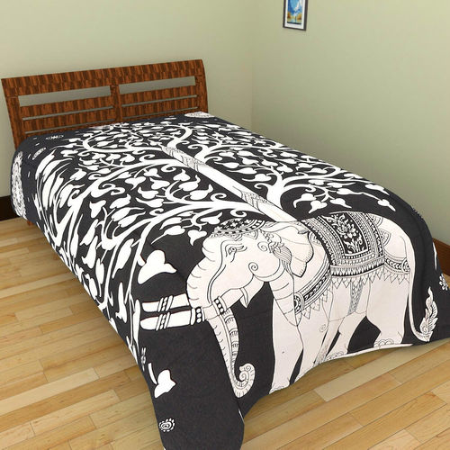 क्विक ड्राई इंडियन मंडला कॉटन व्हाइट ट्री एलिफेंट डुवेट कवर