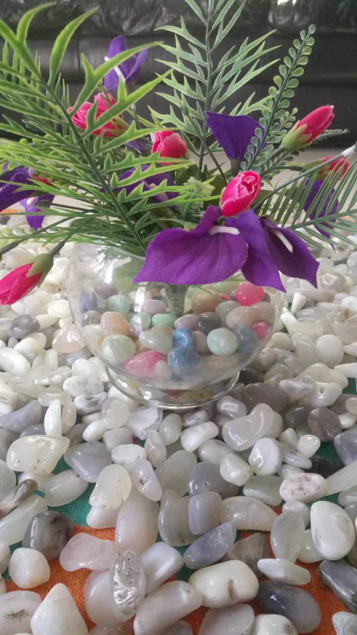 High Polished Natural Onyx Agate Pebbles - Size 20mm To 60mm, White Grey Mix Color | Crystalized Glass Stone, Polished Finish, Versatile Use