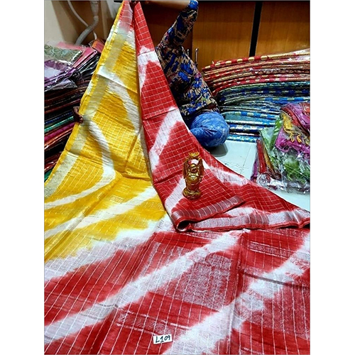 Summer Linen Check Shibhori Printed Sarees