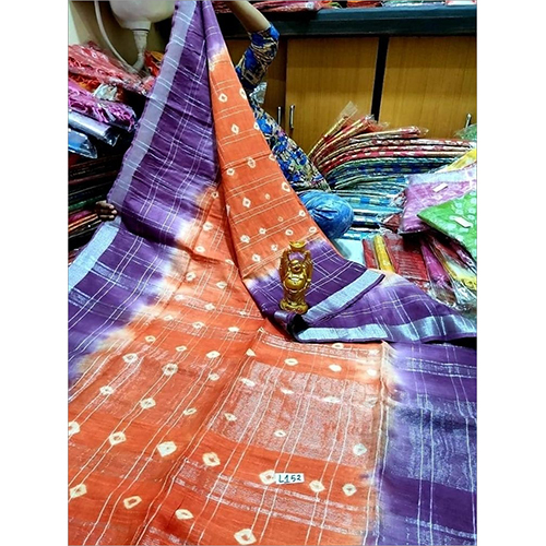 Summer Linen Check Shibhori Printed Sarees