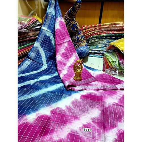 Summer Linen Check Shibhori Printed Sarees