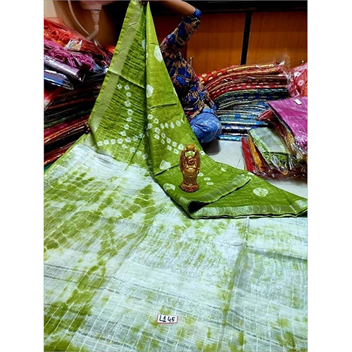 Summer Linen Check Shibhori Printed Sarees