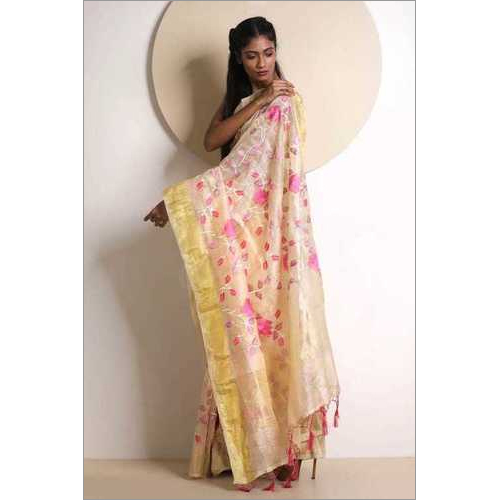 Summer Designer Embroidery Linen Jute Saree