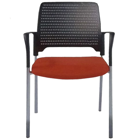 Devon Training Chair - Cushioned Seat and Mesh Back, Durable Chrome Legs and Comfortable Design in Red and Black