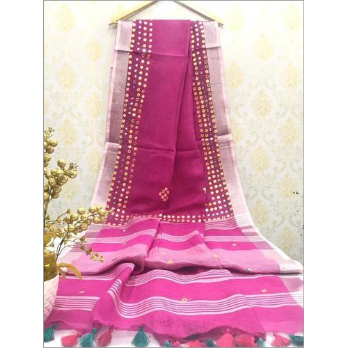 Winter Linen Mirrorwork Sarees