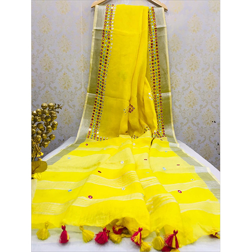 Winter Linen Mirrorwork Sarees