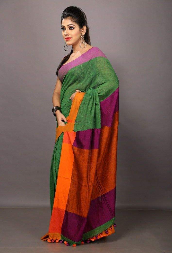 Summer Khadi Cotton Plain Sarees