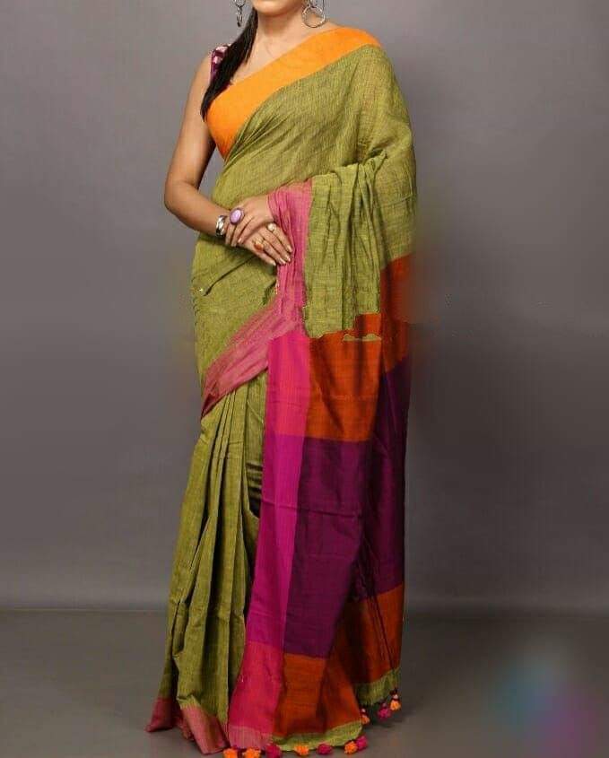 Summer Khadi Cotton Plain Sarees