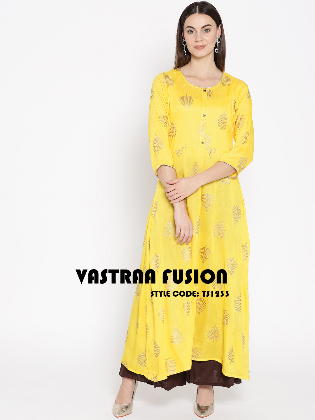 Ladies Festive Anarkali Printed Kurti - Cotton Blended Jute, Size 36-50 Inches, Multi Colors | 3/4th Sleeve, Regular Fit, Trendy Ethnic Style
