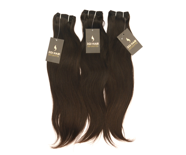 Natural Color Indian Human Temple Hair Extension Straight