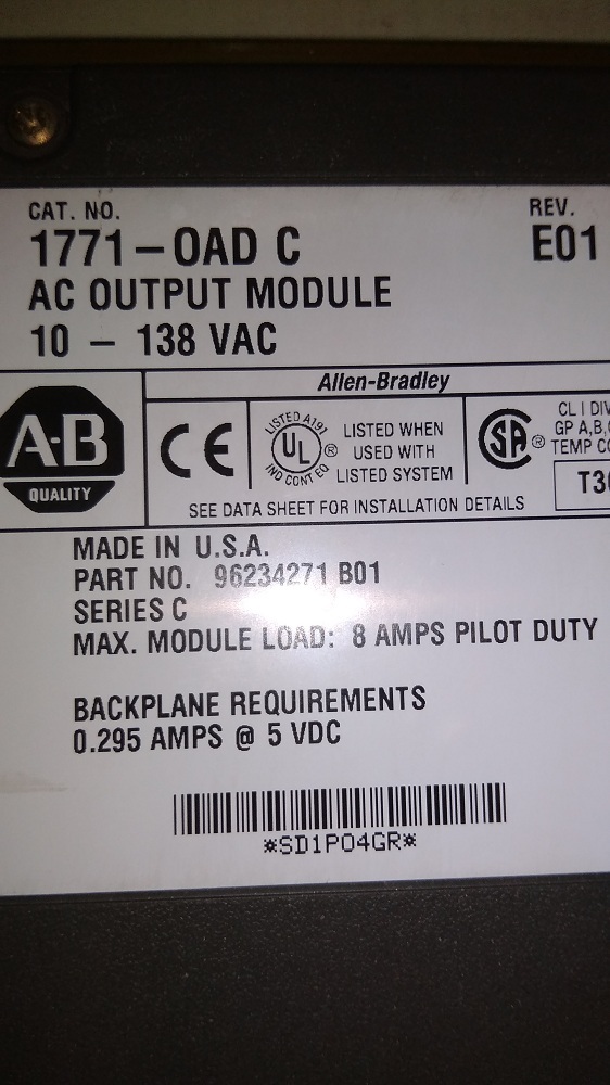 Allen Bradley Input Output Module 1771-oad C