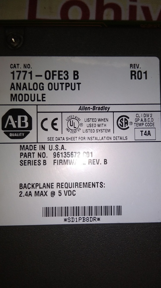 Allen Bradley Input Output Module 1771-ofe3 B