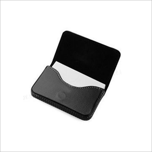 Black Leather Card Holder - P.U. Leather, 9.5cm x 6cm x 1.5cm | Unisex Fold Closure for Visiting & Credit Cards, Customizable with Long Life Warranty