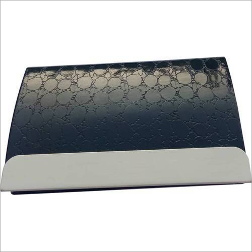 PU Leather Credit Card Holder - Steel & Leather, 9cm x 5cm x 0.5cm, Black | Waterproof, Handmade, Customizable, Compact for 10-15 Cards